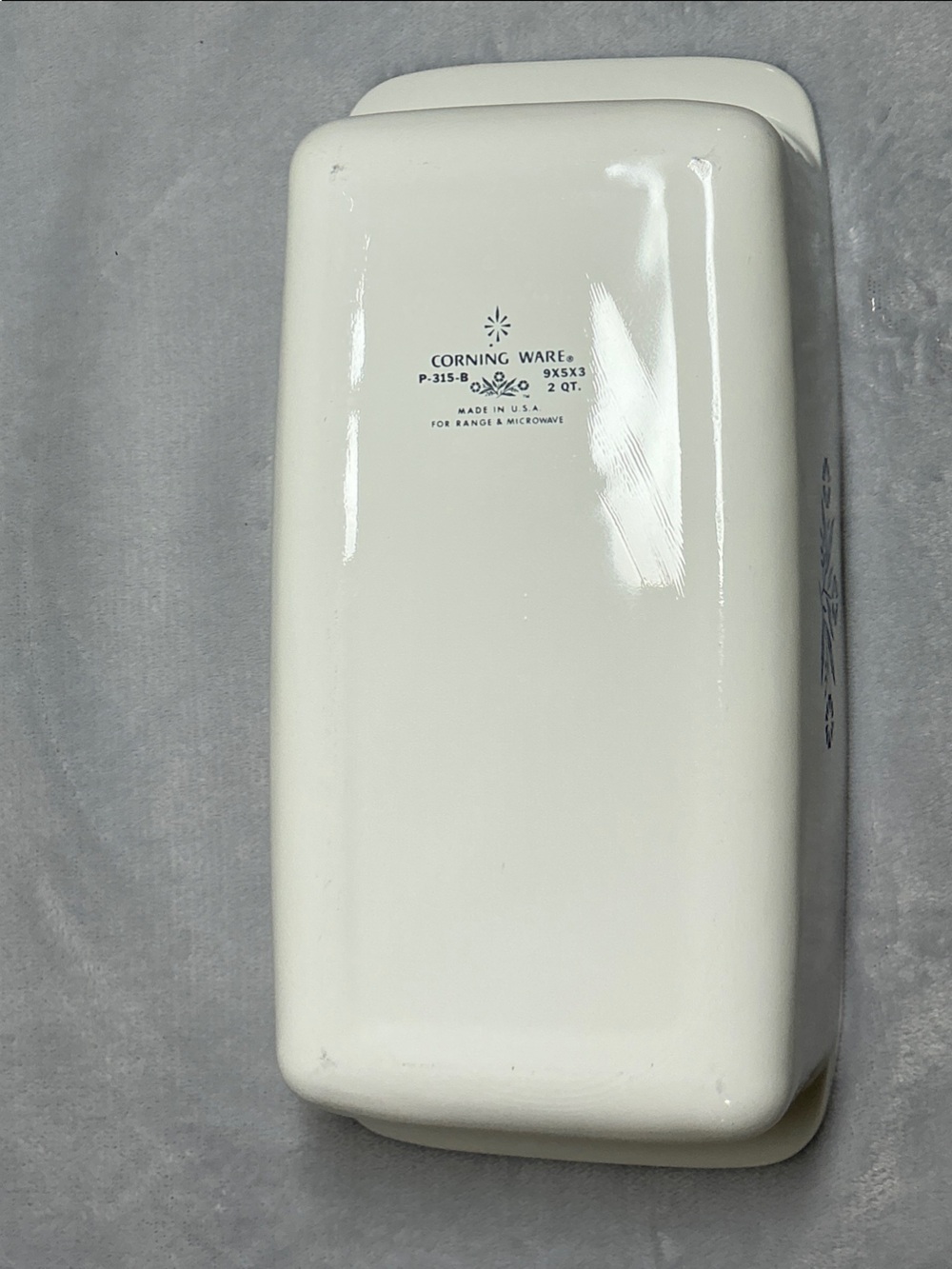 Corningware White Loaf Pan with Blue Floral Design - Picture 3 of 3